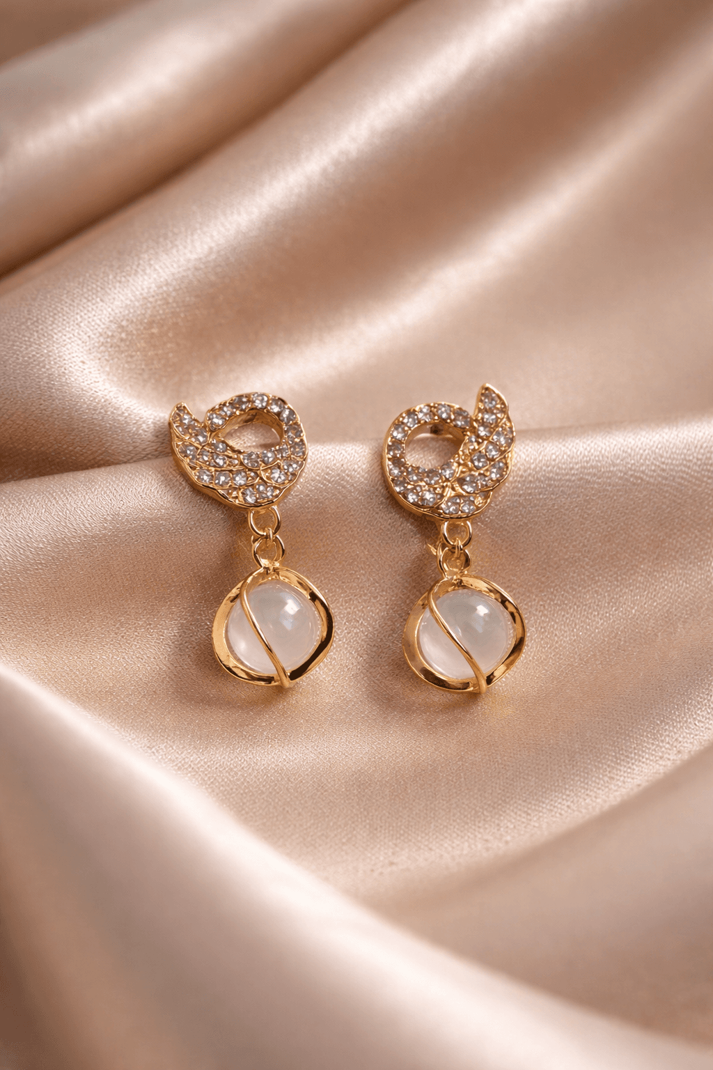 Crystal swan drop earrings