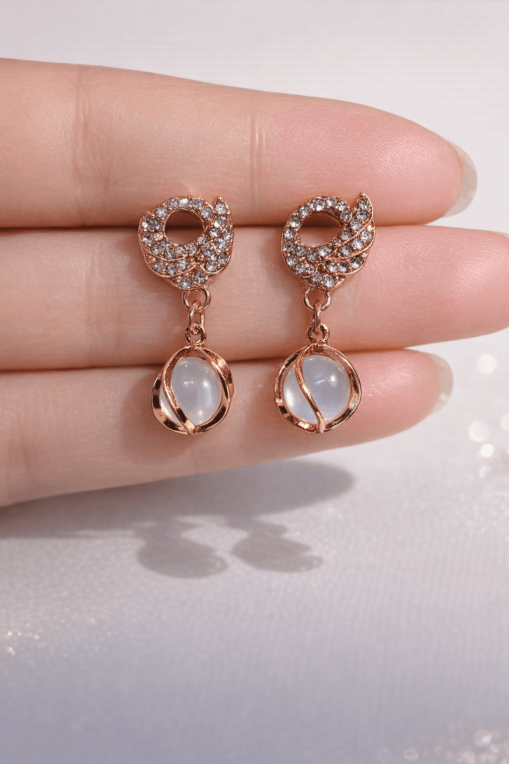 Crystal swan drop earrings