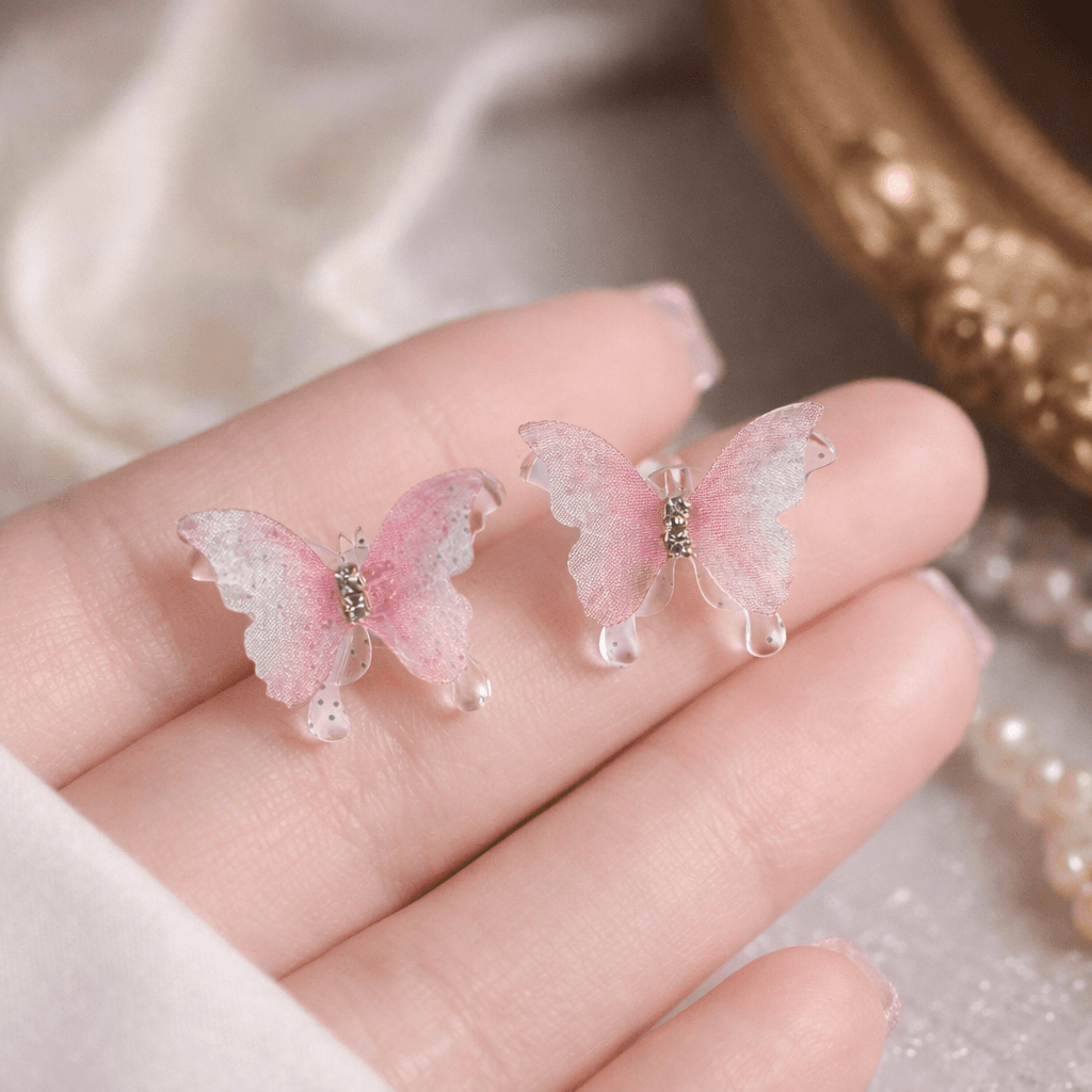 Pink Butterfly Stud Earrings