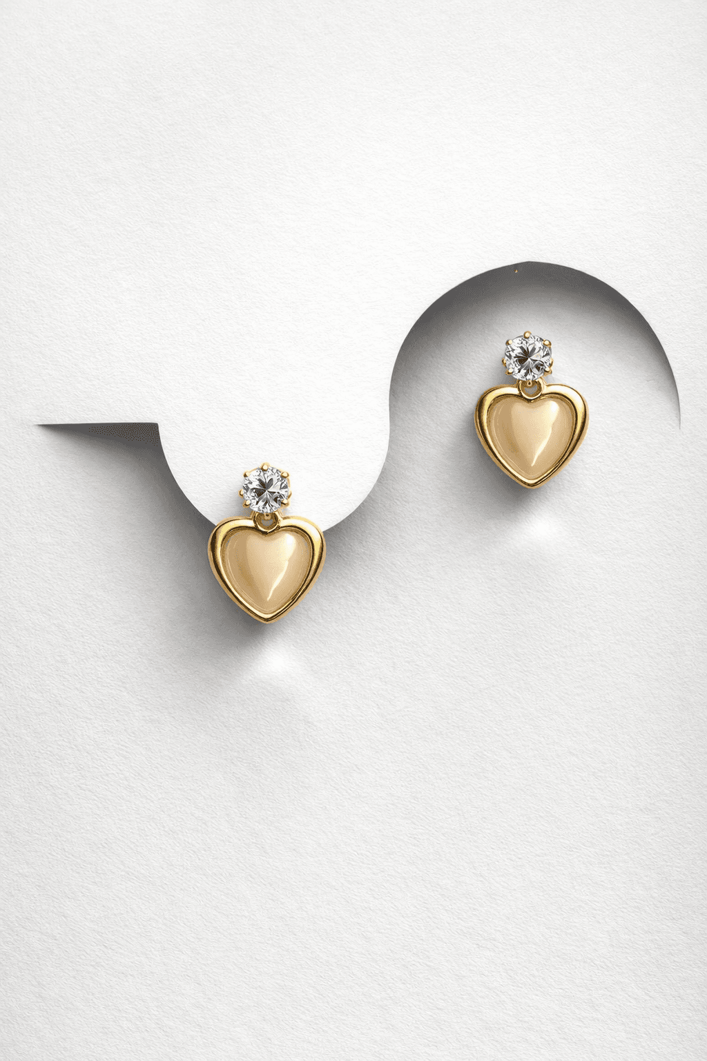 Golden Heart Shaped Stud Earrings 