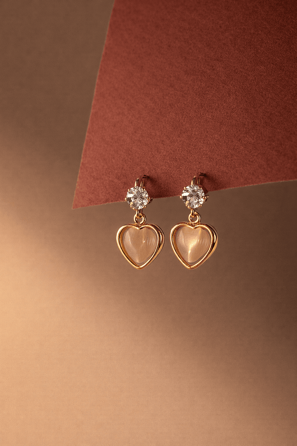 Golden Heart Shaped Stud Earrings 