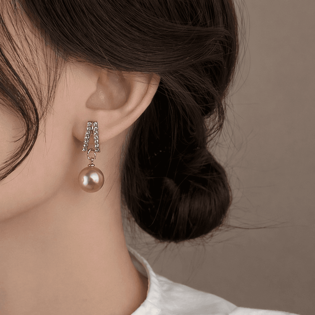 Gold-Toned Crystal & Pearl Drop Earrings