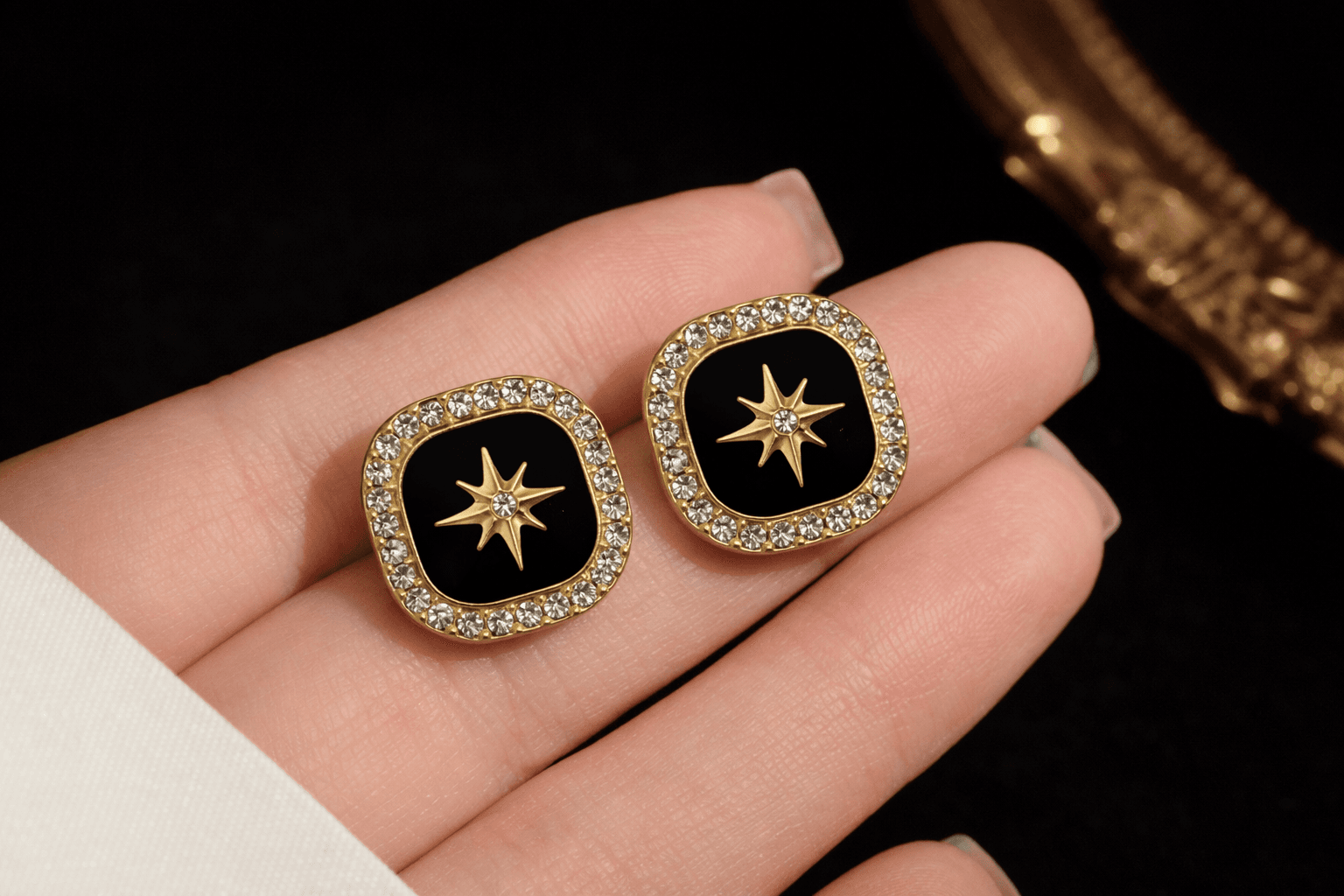 Black Emery Earrings