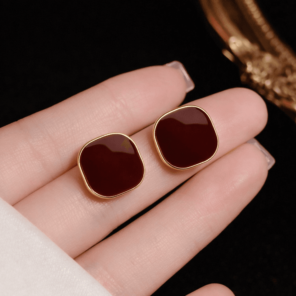 Vintage Red Wine Earrings