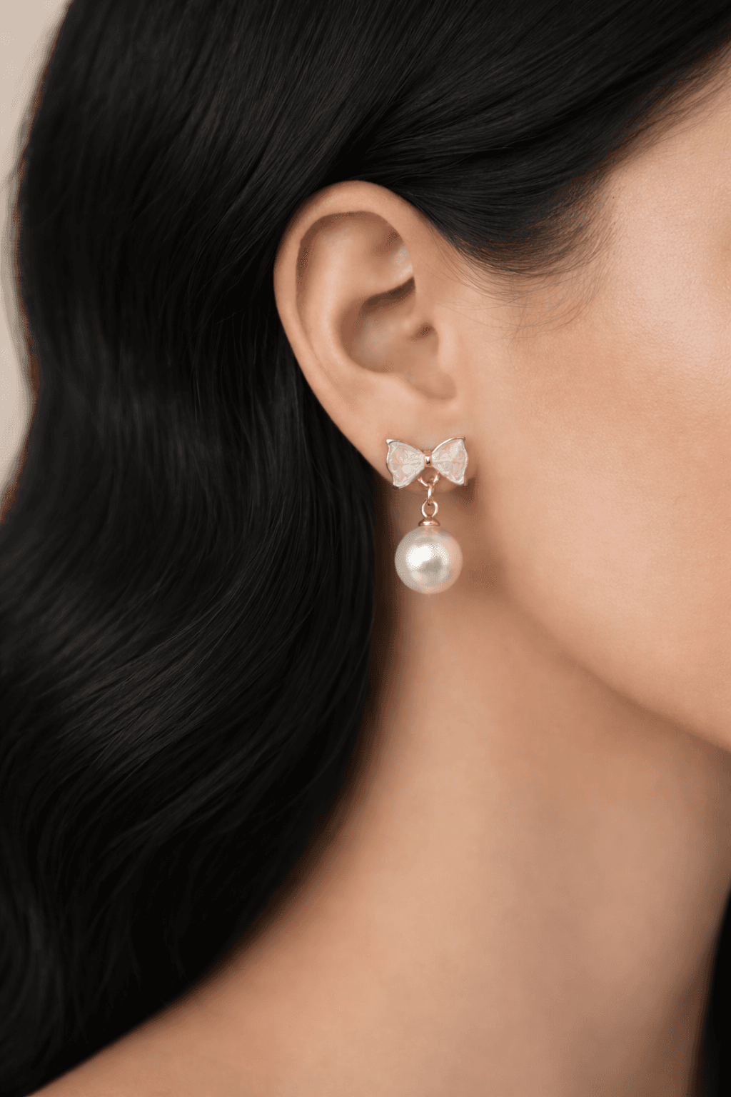 Bow Pearl Drop Earrings