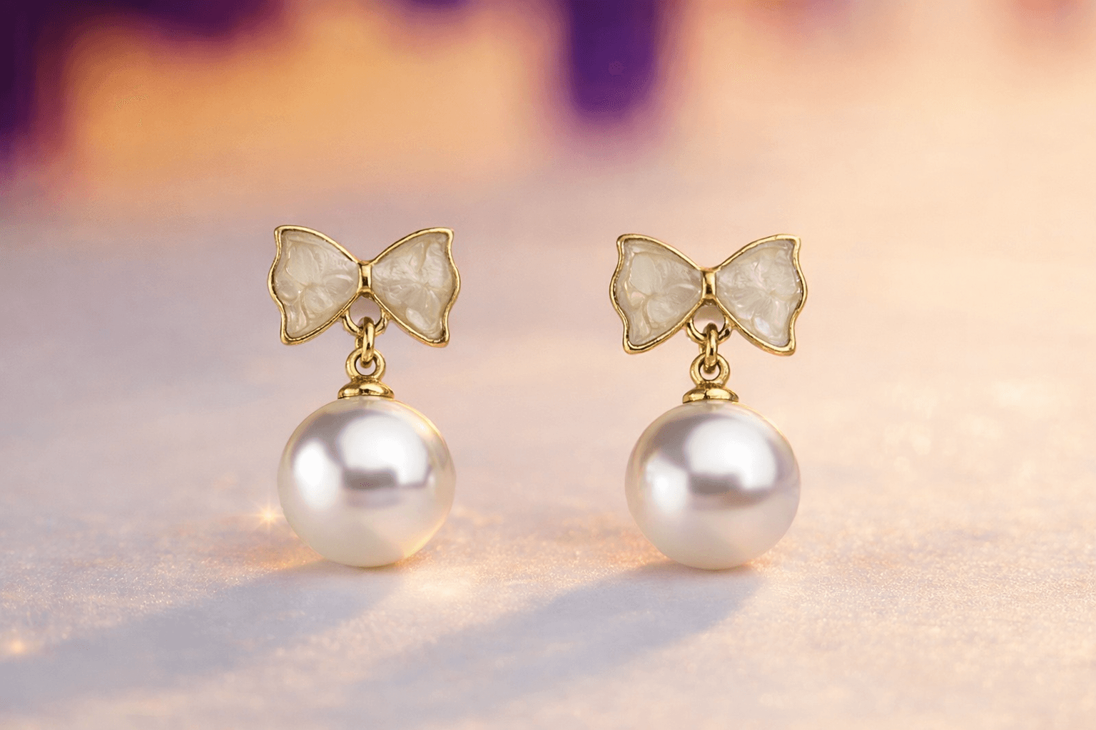 Bow Pearl Drop Earrings