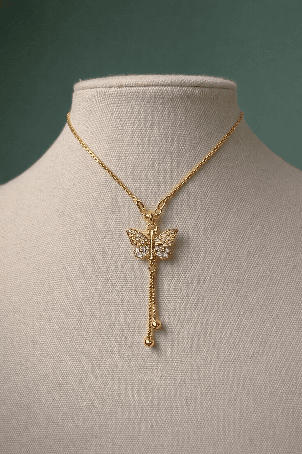 Butterfly Aura Green Stone Necklace & Earrings Set