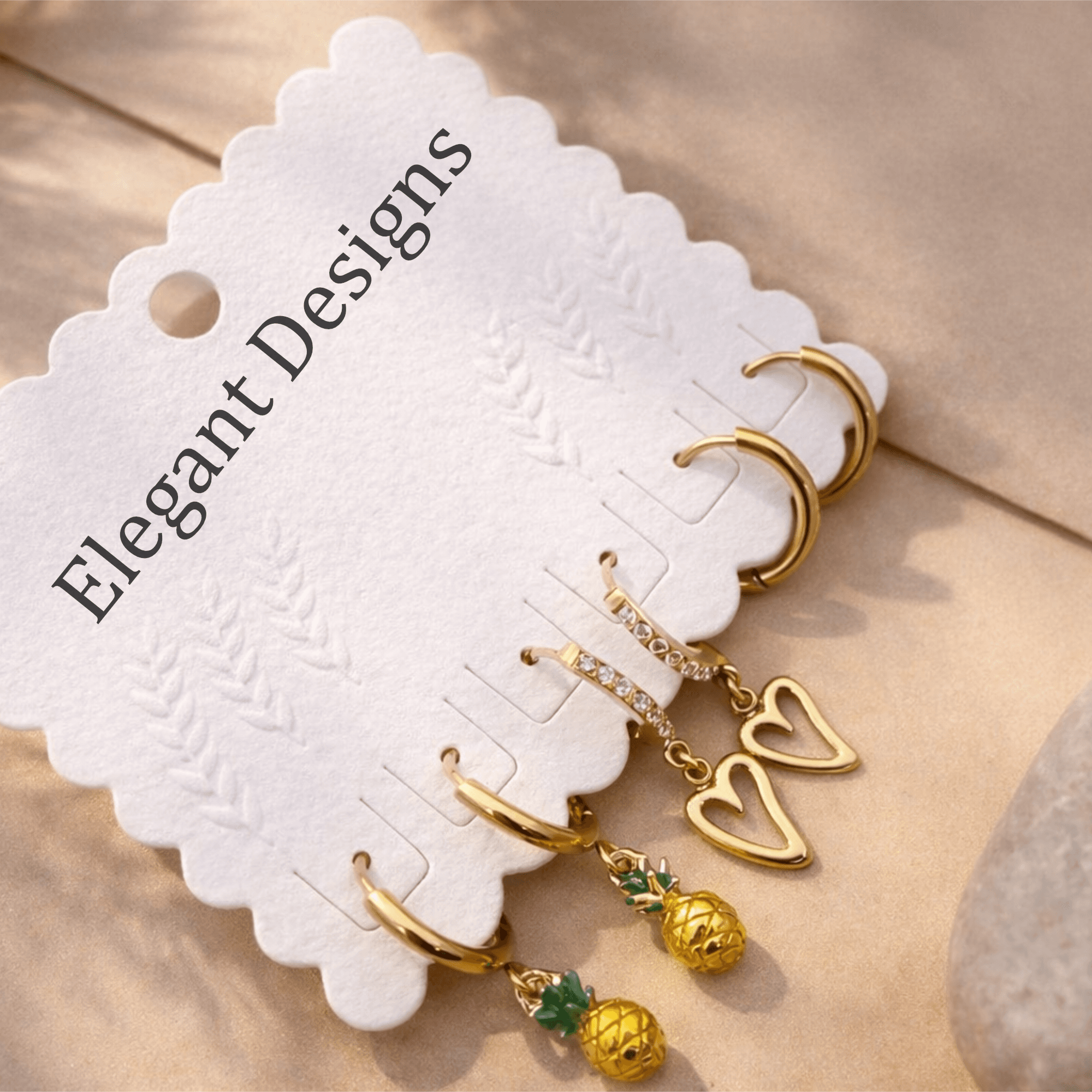 Gold Plated Hoop Earrings Combo Set for Women | Heart Drop, Pineapple Charm & Crystal Hoops