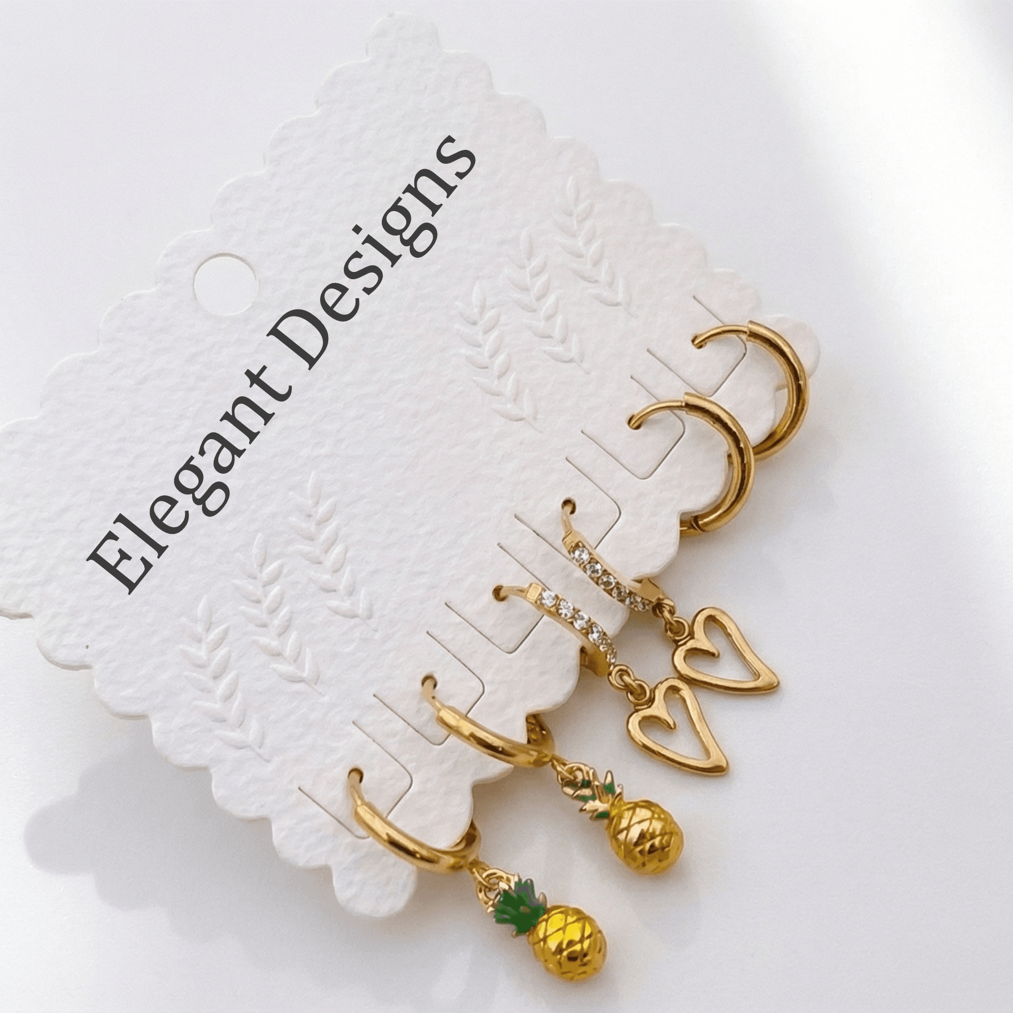 Gold Plated Hoop Earrings Combo Set for Women | Heart Drop, Pineapple Charm & Crystal Hoops