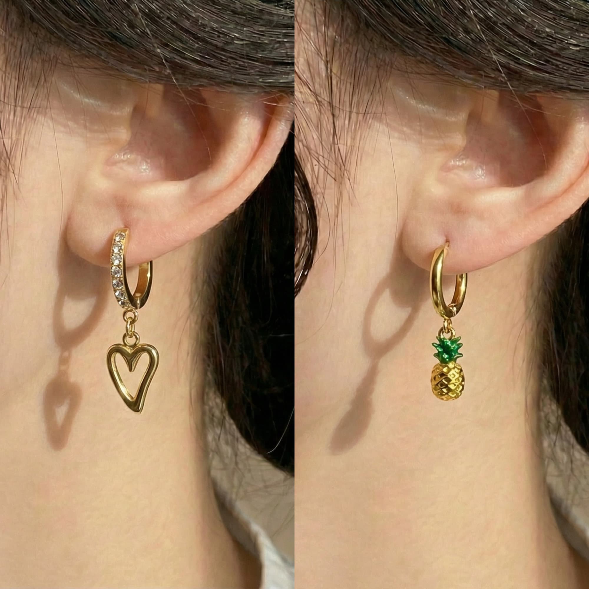Anti Tarnish Gold Plated Mismatch Earrings for Women Hoop Dangle Trendy Earrings