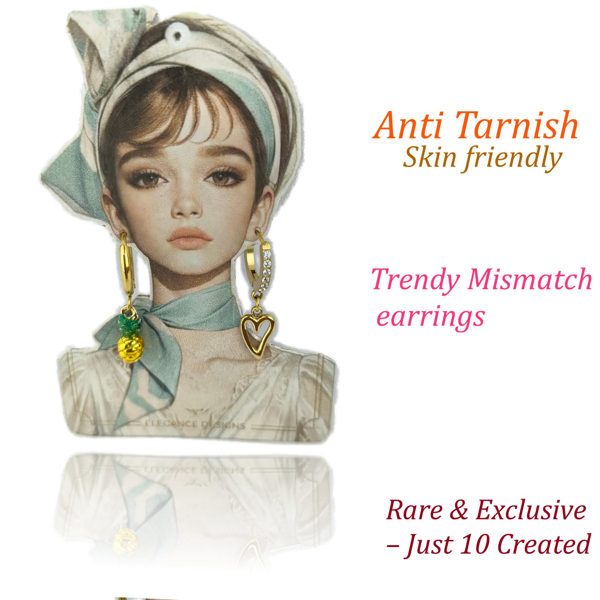 Anti Tarnish Gold Plated Mismatch Earrings for Women Hoop Dangle Trendy Earrings