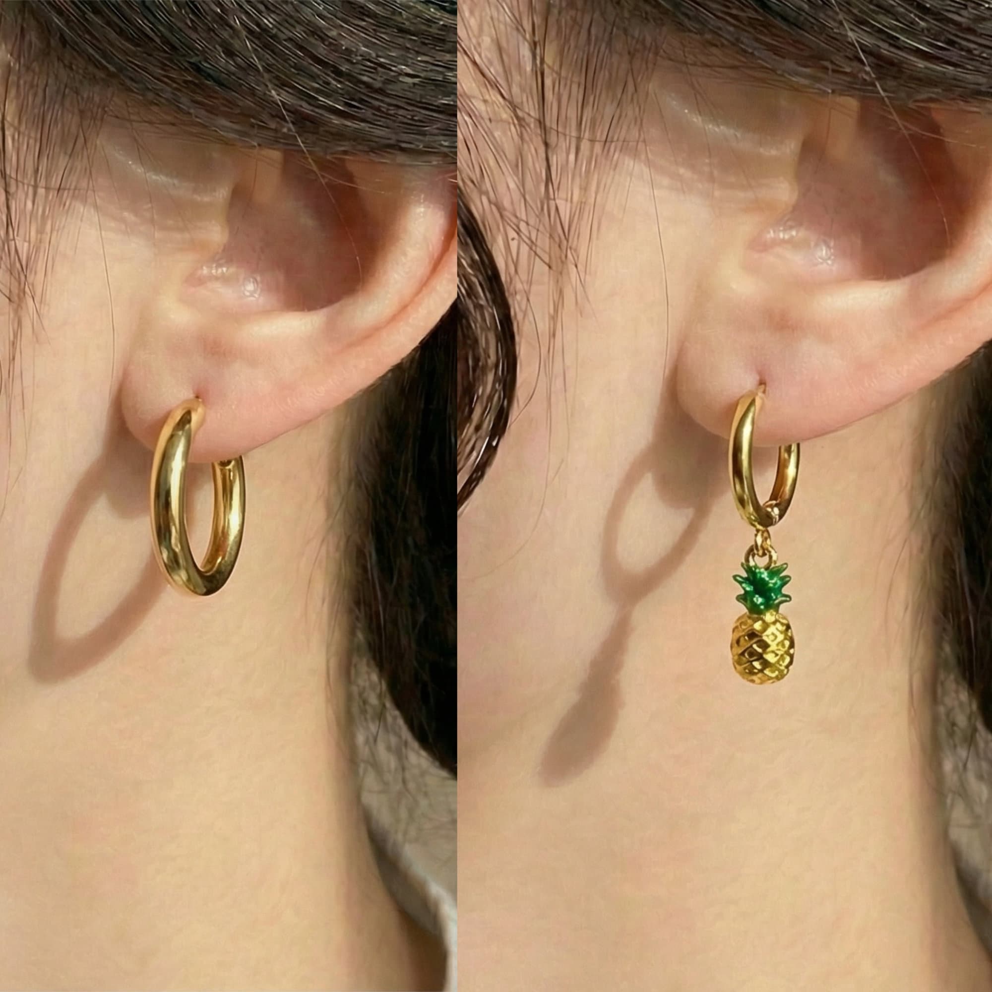 Anti Tarnish Gold Plated Mismatch Earrings for Women Hoop Trendy Earrings