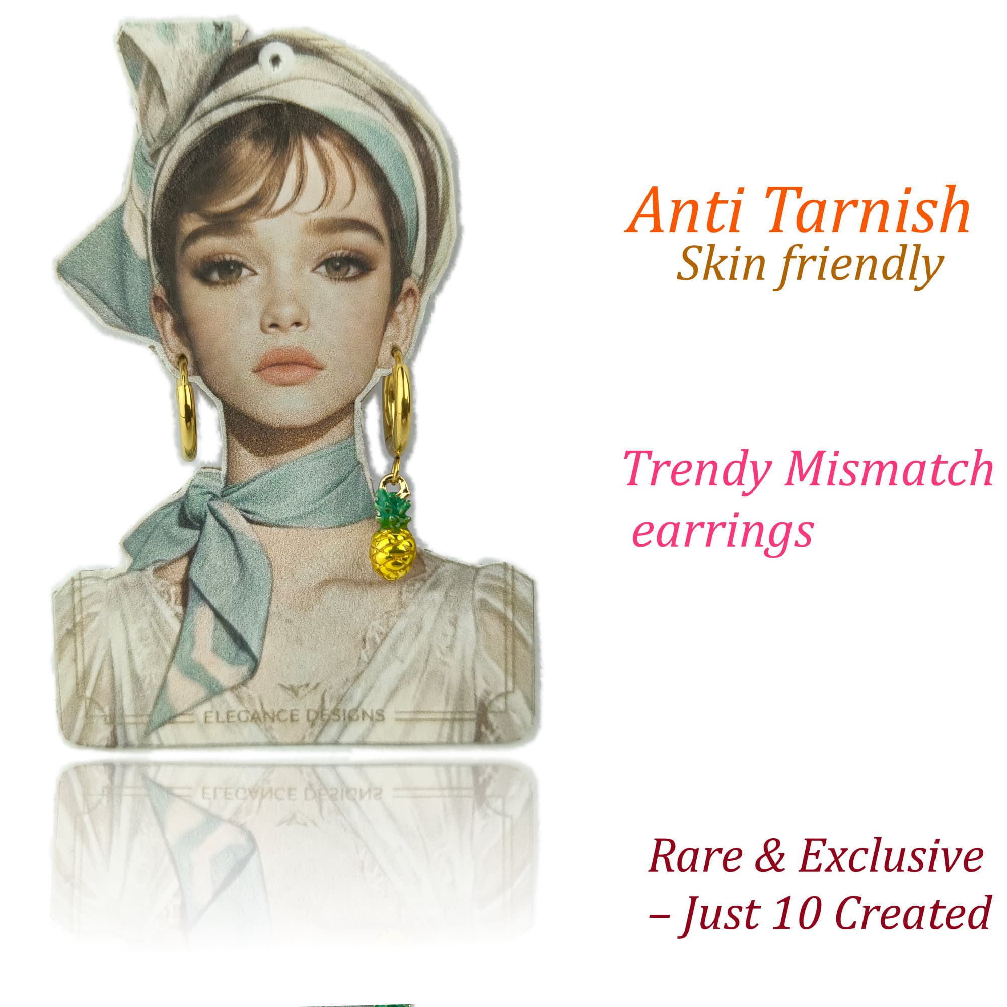 Anti Tarnish Gold Plated Mismatch Earrings for Women Hoop Trendy Earrings