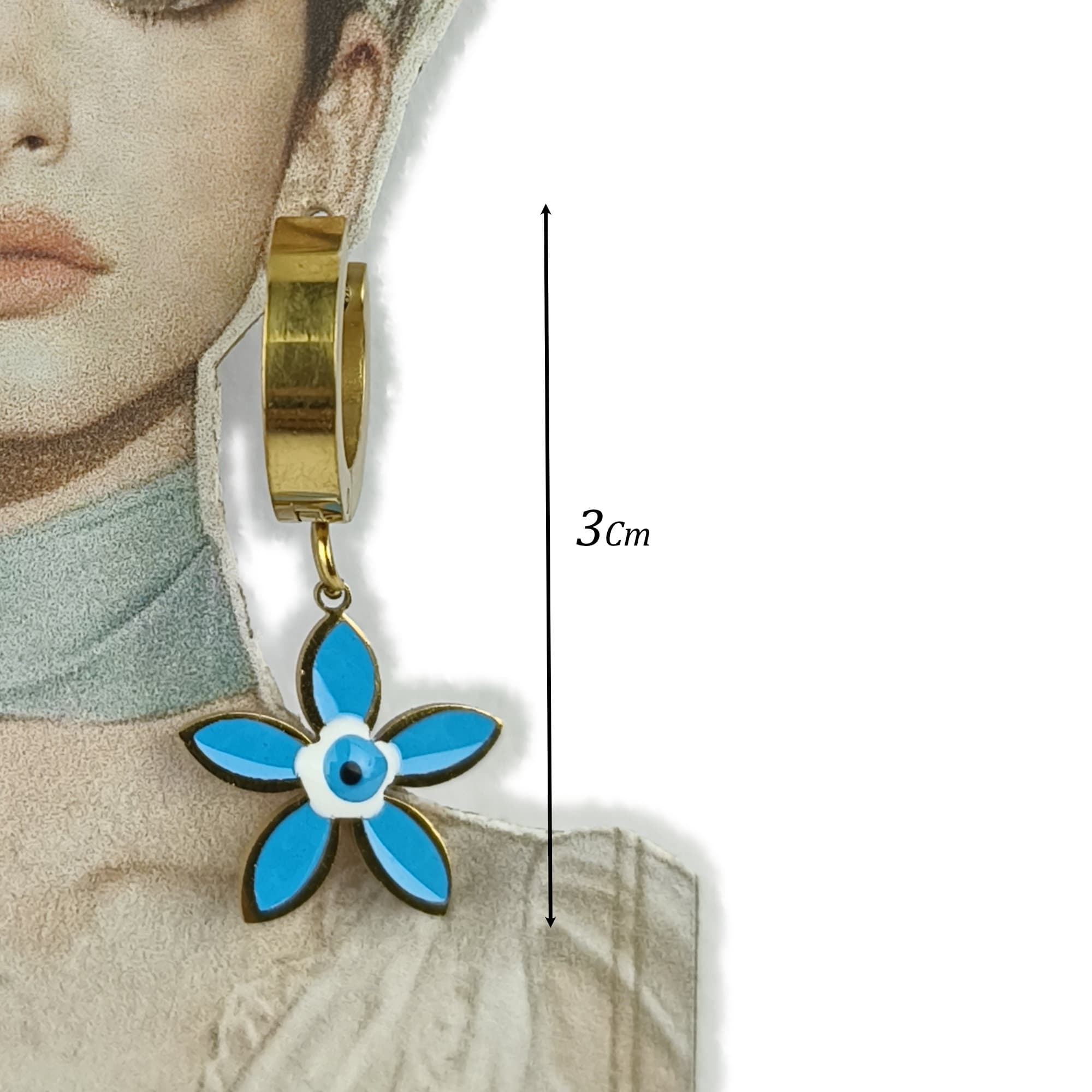 Anti Tarnish Gold Plated Blue Flower & Tree Mismatch Earrings for Women