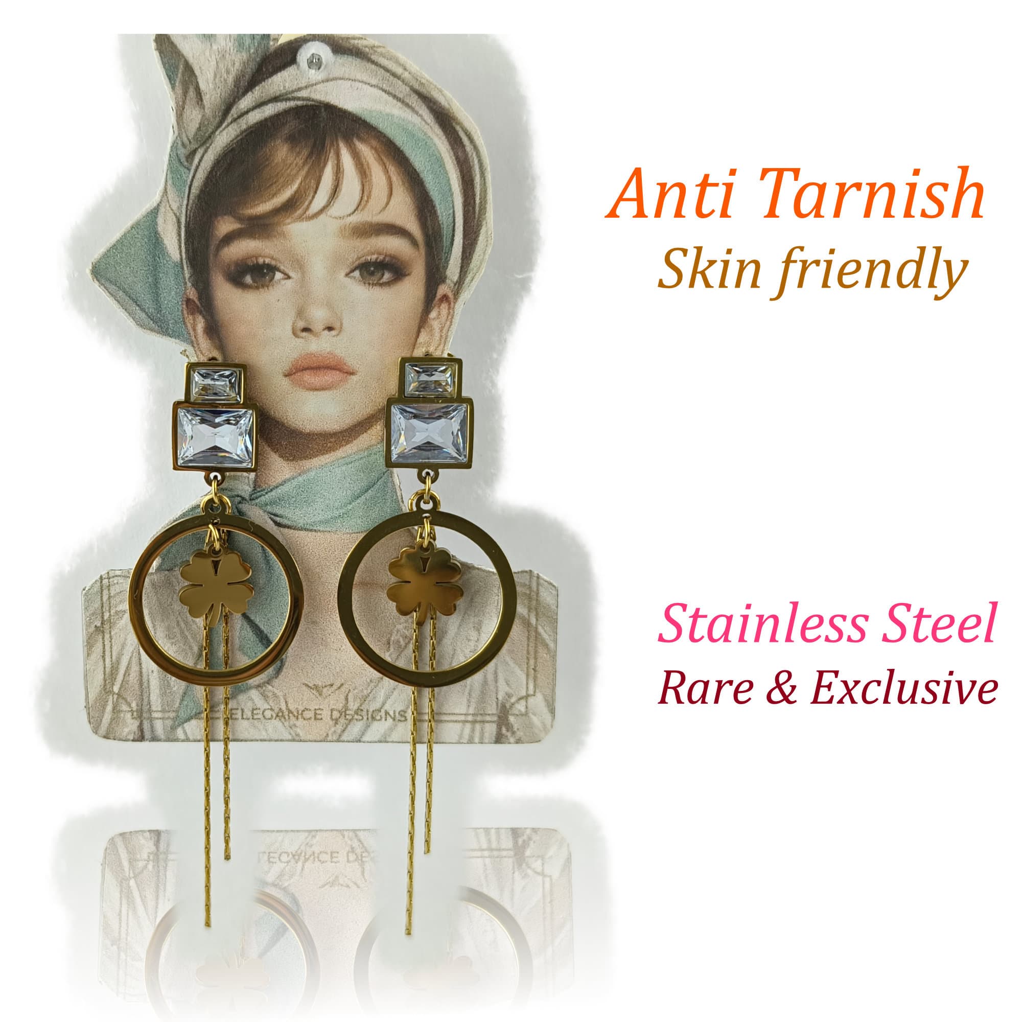 Gold Plated Waterproof Hoop dangle Earring