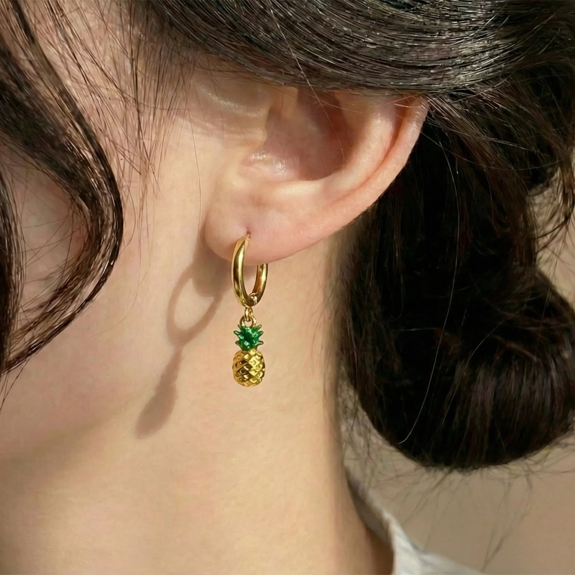Gold Plated Hoop Earrings Combo Set for Women | Heart Drop, Pineapple Charm & Crystal Hoops