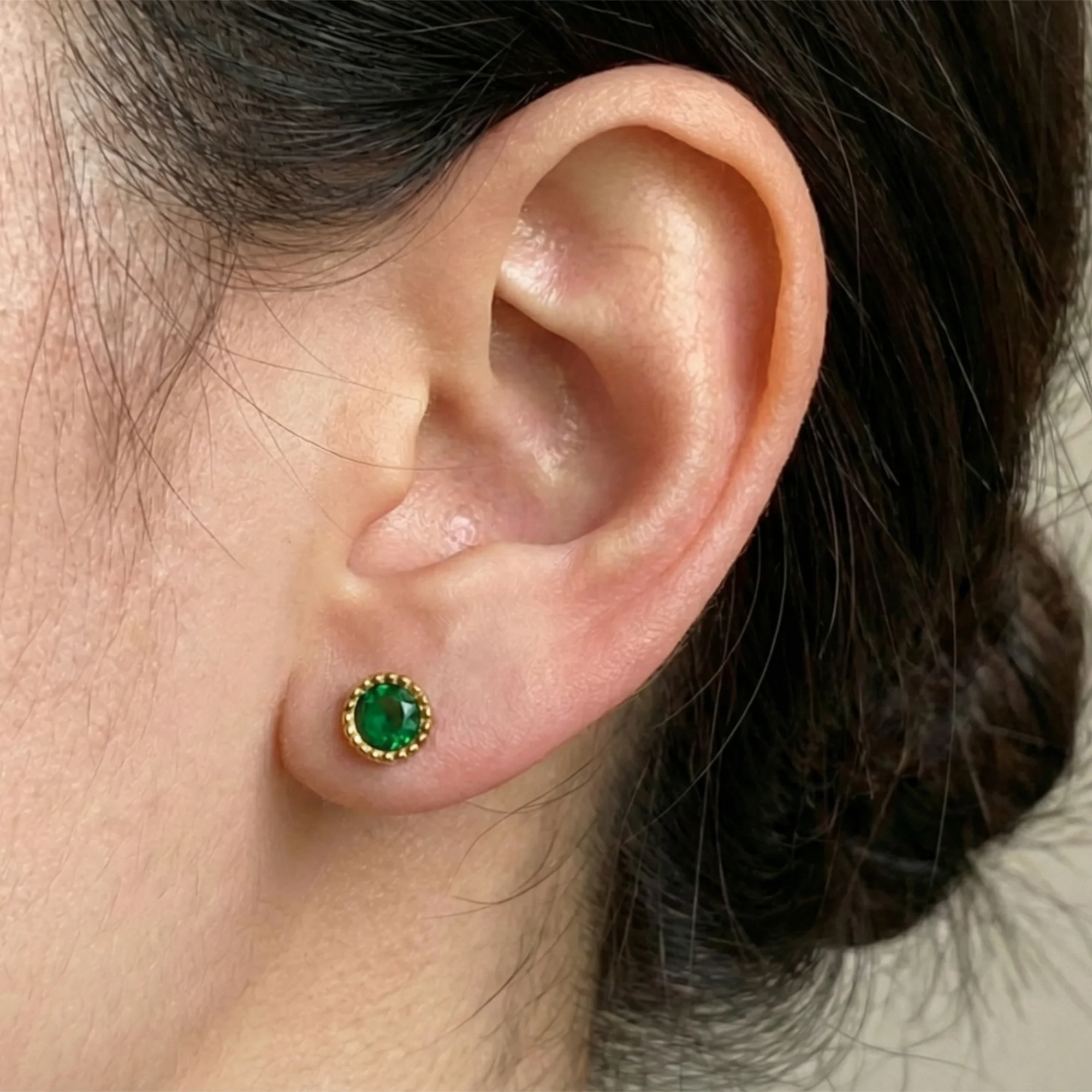 Gold Plated Hoop & Stud Earrings Combo Set for Women | Elegant Green & Clear Stones