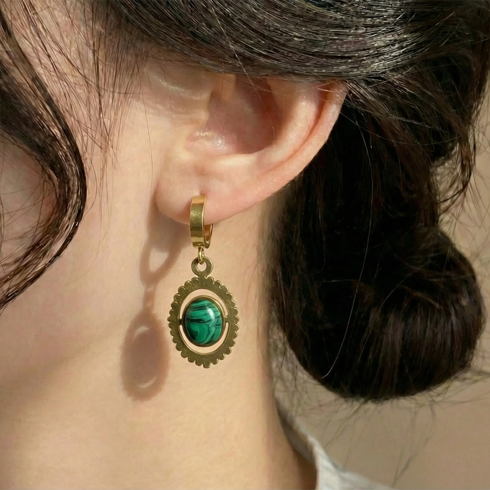 Gold Plated Green Stone Drop & Crystal Butterfly Stud Earrings Combo Set for Women