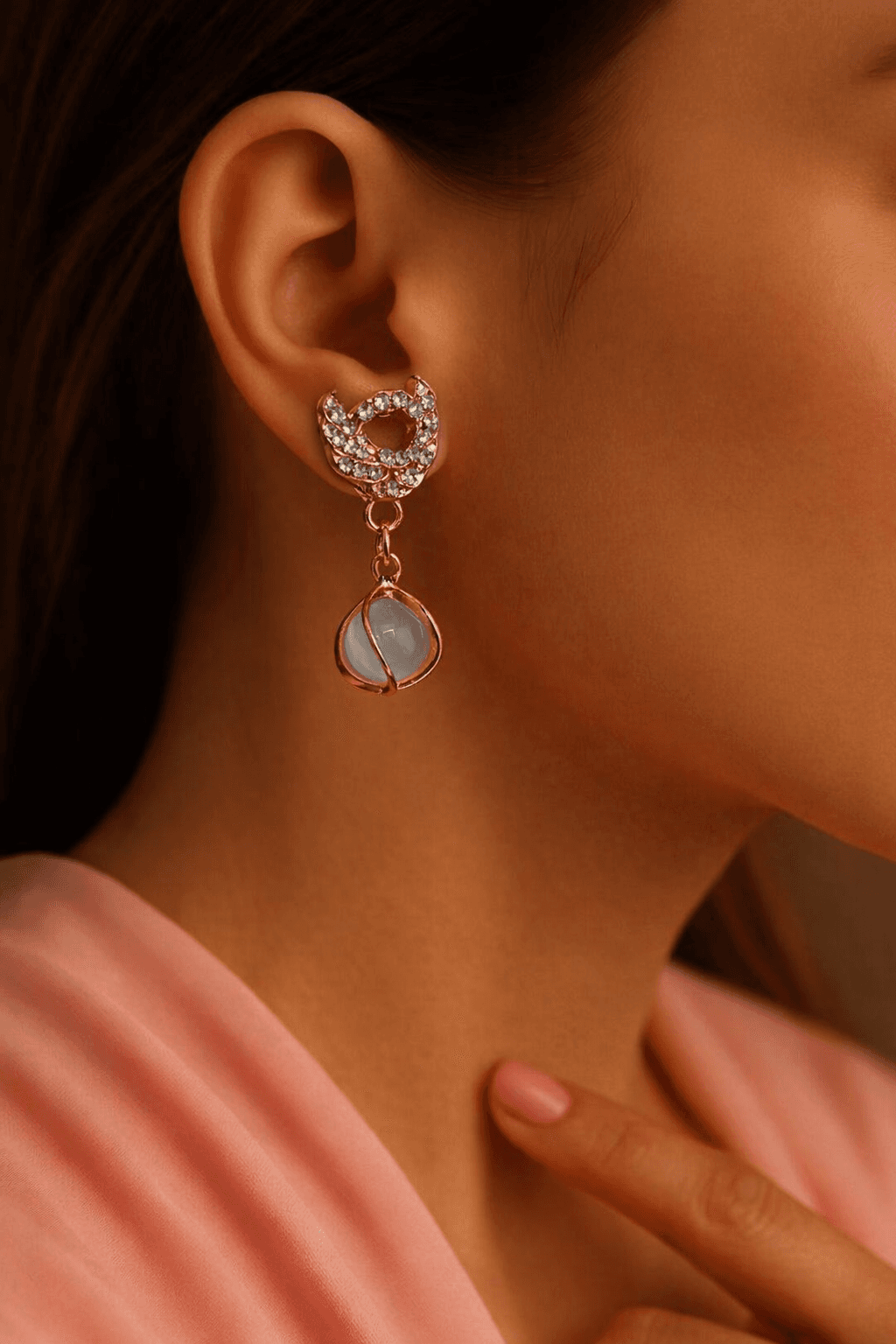 Crystal swan drop earrings