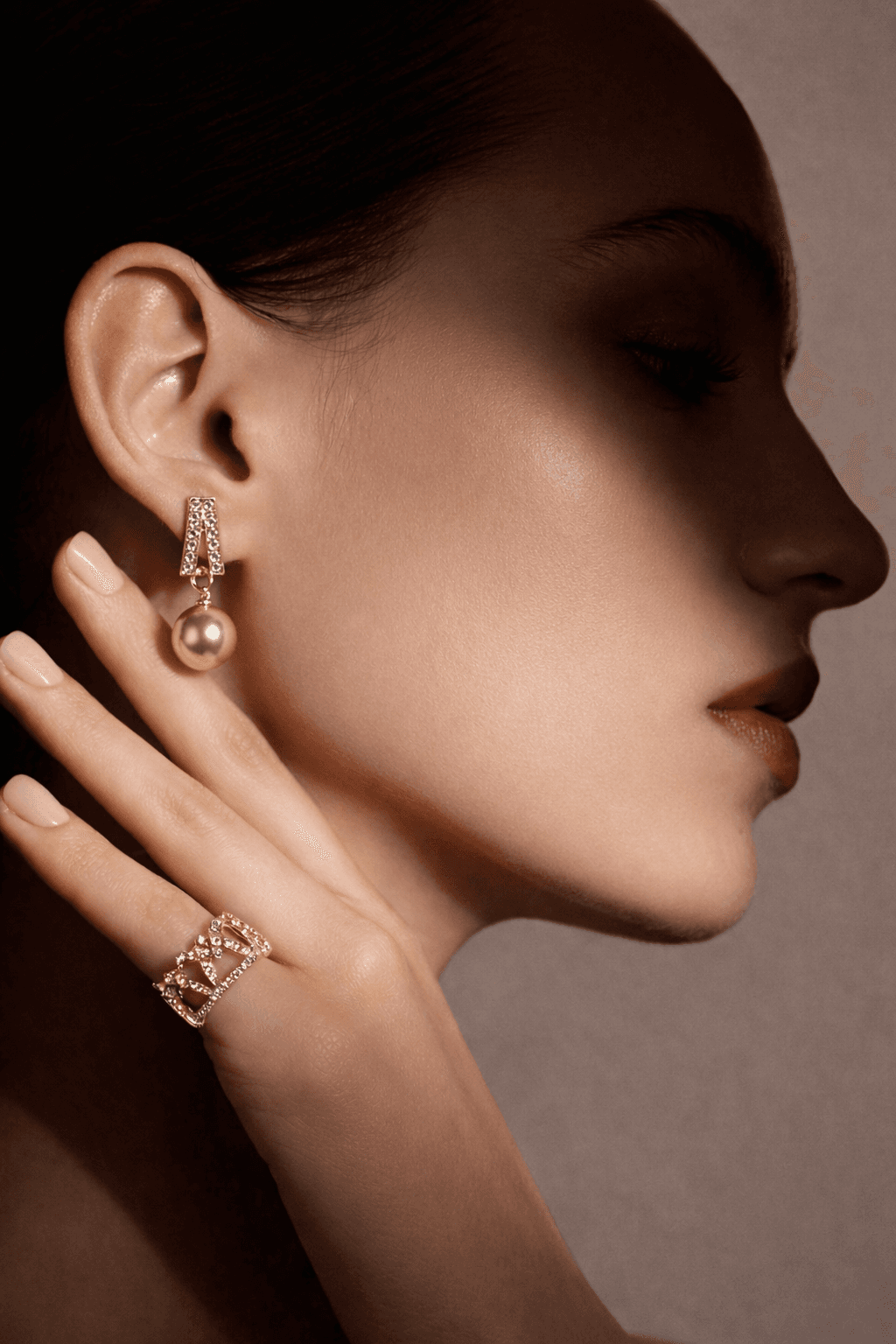 Gold-Toned Crystal & Pearl Drop Earrings