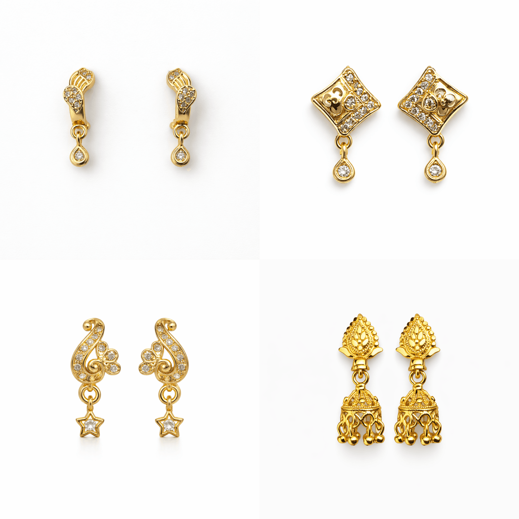 Trendy Artificial Gold-Tone Earrings Combo for Women & Girls (4 Pairs)